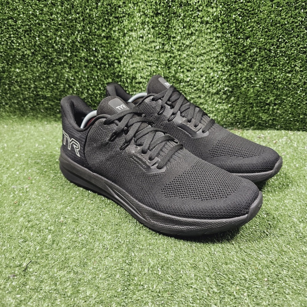 TYR Techknit Runner-1 Triple Black Athletic Workout Sneakers Mens Size 10